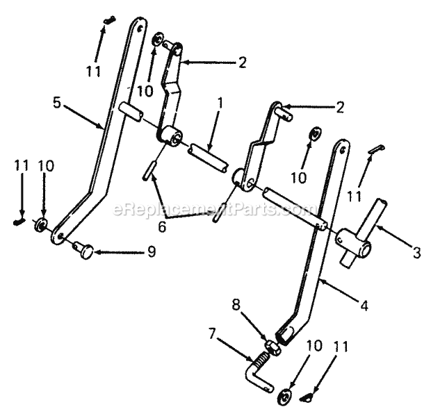 Lift Arms & Links Diagram and Parts List for 1105 135-292-100, 135-292-399, 0350039U, 136-292-1 Cub Cadet Lawn Mower